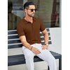 image:imageCOOFANDY Mens Textured Polo Shirts Short Sleeve Slim Fit Casual Button Polo TShirt Summer Collared Golf ShirtBrown