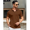 image:imageCOOFANDY Mens Textured Polo Shirts Short Sleeve Slim Fit Casual Button Polo TShirt Summer Collared Golf ShirtBrown