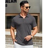 image:imageCOOFANDY Mens Textured Polo Shirts Short Sleeve Slim Fit Casual Button Polo TShirt Summer Collared Golf ShirtCharcoal Grey