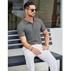 image:imageCOOFANDY Mens Textured Polo Shirts Short Sleeve Slim Fit Casual Button Polo TShirt Summer Collared Golf ShirtDark Grey