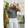 image:imageCOOFANDY Mens Textured Polo Shirts Short Sleeve Slim Fit Casual Button Polo TShirt Summer Collared Golf ShirtDark Grey