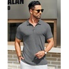 image:imageCOOFANDY Mens Textured Polo Shirts Short Sleeve Slim Fit Casual Button Polo TShirt Summer Collared Golf ShirtDark Grey