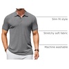 image:imageCOOFANDY Mens Textured Polo Shirts Short Sleeve Slim Fit Casual Button Polo TShirt Summer Collared Golf ShirtDark Grey