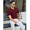 image:imageCOOFANDY Mens Textured Polo Shirts Short Sleeve Slim Fit Casual Button Polo TShirt Summer Collared Golf ShirtDark Red