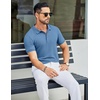 image:imageCOOFANDY Mens Textured Polo Shirts Short Sleeve Slim Fit Casual Button Polo TShirt Summer Collared Golf ShirtDemin Blue