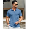 image:imageCOOFANDY Mens Textured Polo Shirts Short Sleeve Slim Fit Casual Button Polo TShirt Summer Collared Golf ShirtDemin Blue