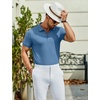 image:imageCOOFANDY Mens Textured Polo Shirts Short Sleeve Slim Fit Casual Button Polo TShirt Summer Collared Golf ShirtDemin Blue