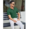 image:imageCOOFANDY Mens Textured Polo Shirts Short Sleeve Slim Fit Casual Button Polo TShirt Summer Collared Golf ShirtGreen