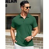 image:imageCOOFANDY Mens Textured Polo Shirts Short Sleeve Slim Fit Casual Button Polo TShirt Summer Collared Golf ShirtGreen
