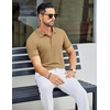 image:imageCOOFANDY Mens Textured Polo Shirts Short Sleeve Slim Fit Casual Button Polo TShirt Summer Collared Golf ShirtKhaki