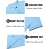 image:imageCOOFANDY Mens Textured Polo Shirts Short Sleeve Slim Fit Casual Button Polo TShirt Summer Collared Golf ShirtLight Blue