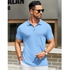 image:imageCOOFANDY Mens Textured Polo Shirts Short Sleeve Slim Fit Casual Button Polo TShirt Summer Collared Golf ShirtLight Blue