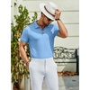 image:imageCOOFANDY Mens Textured Polo Shirts Short Sleeve Slim Fit Casual Button Polo TShirt Summer Collared Golf ShirtLight Blue