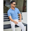 image:imageCOOFANDY Mens Textured Polo Shirts Short Sleeve Slim Fit Casual Button Polo TShirt Summer Collared Golf ShirtLight Blue
