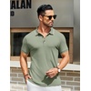 image:imageCOOFANDY Mens Textured Polo Shirts Short Sleeve Slim Fit Casual Button Polo TShirt Summer Collared Golf ShirtLight Green White Striped