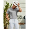 image:imageCOOFANDY Mens Textured Polo Shirts Short Sleeve Slim Fit Casual Button Polo TShirt Summer Collared Golf ShirtLight Grey