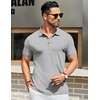 image:imageCOOFANDY Mens Textured Polo Shirts Short Sleeve Slim Fit Casual Button Polo TShirt Summer Collared Golf ShirtLight Grey