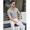 image:imageCOOFANDY Mens Textured Polo Shirts Short Sleeve Slim Fit Casual Button Polo TShirt Summer Collared Golf ShirtLight Grey