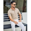 image:imageCOOFANDY Mens Textured Polo Shirts Short Sleeve Slim Fit Casual Button Polo TShirt Summer Collared Golf ShirtLight Khaki