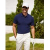image:imageCOOFANDY Mens Textured Polo Shirts Short Sleeve Slim Fit Casual Button Polo TShirt Summer Collared Golf ShirtNavy Blue