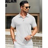 image:imageCOOFANDY Mens Textured Polo Shirts Short Sleeve Slim Fit Casual Button Polo TShirt Summer Collared Golf ShirtWhite