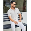 image:imageCOOFANDY Mens Textured Polo Shirts Short Sleeve Slim Fit Casual Button Polo TShirt Summer Collared Golf ShirtWhite