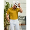 image:imageCOOFANDY Mens Textured Polo Shirts Short Sleeve Slim Fit Casual Button Polo TShirt Summer Collared Golf ShirtYellow