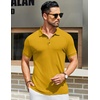 image:imageCOOFANDY Mens Textured Polo Shirts Short Sleeve Slim Fit Casual Button Polo TShirt Summer Collared Golf ShirtYellow