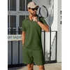 image:imageCOOFANDY Mens Tracksuit Casual 2 Piece Quarter Zip Polo Shirt and Shorts Set Athletic Jogging Sports OutfitsArmy Green