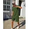 image:imageCOOFANDY Mens Tracksuit Casual 2 Piece Quarter Zip Polo Shirt and Shorts Set Athletic Jogging Sports OutfitsArmy Green