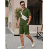 image:imageCOOFANDY Mens Tracksuit Casual 2 Piece Quarter Zip Polo Shirt and Shorts Set Athletic Jogging Sports OutfitsArmy Green