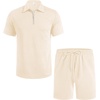 image:imageCOOFANDY Mens Tracksuit Casual 2 Piece Quarter Zip Polo Shirt and Shorts Set Athletic Jogging Sports OutfitsBeige
