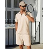 image:imageCOOFANDY Mens Tracksuit Casual 2 Piece Quarter Zip Polo Shirt and Shorts Set Athletic Jogging Sports OutfitsBeige
