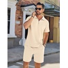 image:imageCOOFANDY Mens Tracksuit Casual 2 Piece Quarter Zip Polo Shirt and Shorts Set Athletic Jogging Sports OutfitsBeige