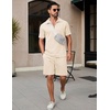 image:imageCOOFANDY Mens Tracksuit Casual 2 Piece Quarter Zip Polo Shirt and Shorts Set Athletic Jogging Sports OutfitsBeige