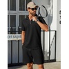 image:imageCOOFANDY Mens Tracksuit Casual 2 Piece Quarter Zip Polo Shirt and Shorts Set Athletic Jogging Sports OutfitsBlack