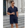 image:imageCOOFANDY Mens Tracksuit Casual 2 Piece Quarter Zip Polo Shirt and Shorts Set Athletic Jogging Sports OutfitsDark Blue