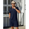 image:imageCOOFANDY Mens Tracksuit Casual 2 Piece Quarter Zip Polo Shirt and Shorts Set Athletic Jogging Sports OutfitsDark Blue