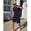 image:imageCOOFANDY Mens Tracksuit Casual 2 Piece Quarter Zip Polo Shirt and Shorts Set Athletic Jogging Sports OutfitsDark Blue