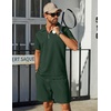 image:imageCOOFANDY Mens Tracksuit Casual 2 Piece Quarter Zip Polo Shirt and Shorts Set Athletic Jogging Sports OutfitsDark Green