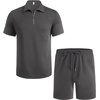 image:imageCOOFANDY Mens Tracksuit Casual 2 Piece Quarter Zip Polo Shirt and Shorts Set Athletic Jogging Sports OutfitsDark Grey