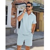 image:imageCOOFANDY Mens Tracksuit Casual 2 Piece Quarter Zip Polo Shirt and Shorts Set Athletic Jogging Sports OutfitsLight Blue