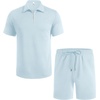 image:imageCOOFANDY Mens Tracksuit Casual 2 Piece Quarter Zip Polo Shirt and Shorts Set Athletic Jogging Sports OutfitsLight Blue
