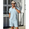 image:imageCOOFANDY Mens Tracksuit Casual 2 Piece Quarter Zip Polo Shirt and Shorts Set Athletic Jogging Sports OutfitsLight Blue