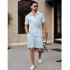 image:imageCOOFANDY Mens Tracksuit Casual 2 Piece Quarter Zip Polo Shirt and Shorts Set Athletic Jogging Sports OutfitsLight Blue
