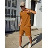 image:imageCOOFANDY Mens Tracksuit Casual 2 Piece Quarter Zip Polo Shirt and Shorts Set Athletic Jogging Sports OutfitsLight Brown