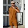 image:imageCOOFANDY Mens Tracksuit Casual 2 Piece Quarter Zip Polo Shirt and Shorts Set Athletic Jogging Sports OutfitsLight Brown