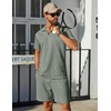 image:imageCOOFANDY Mens Tracksuit Casual 2 Piece Quarter Zip Polo Shirt and Shorts Set Athletic Jogging Sports OutfitsLight Green