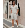 image:imageCOOFANDY Mens Tracksuit Casual 2 Piece Quarter Zip Polo Shirt and Shorts Set Athletic Jogging Sports OutfitsLight Grey