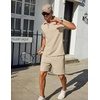 image:imageCOOFANDY Mens Tracksuit Casual 2 Piece Quarter Zip Polo Shirt and Shorts Set Athletic Jogging Sports OutfitsLight Khaki